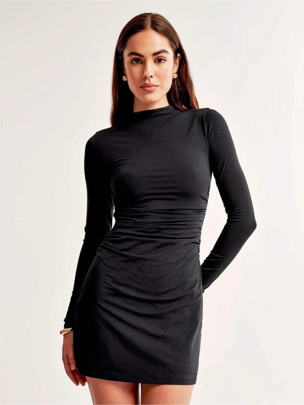 NWT Abercrombie & Fitch Paloma Ruched Mini Dress Black Size Small